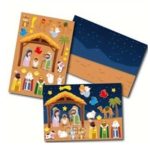 Stickervel kerststal met achtergrond